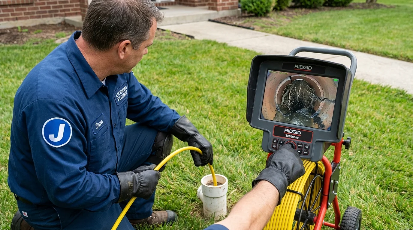 Sewer camera inspection being performed by Johns Plumbing LLC in Saint Paul Park