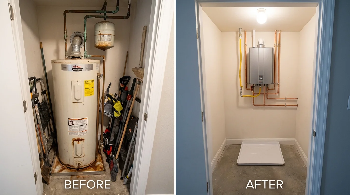 Tank water heater versus wall-mounted tankless unit comparison for Saint Paul Park, MN homeowners
