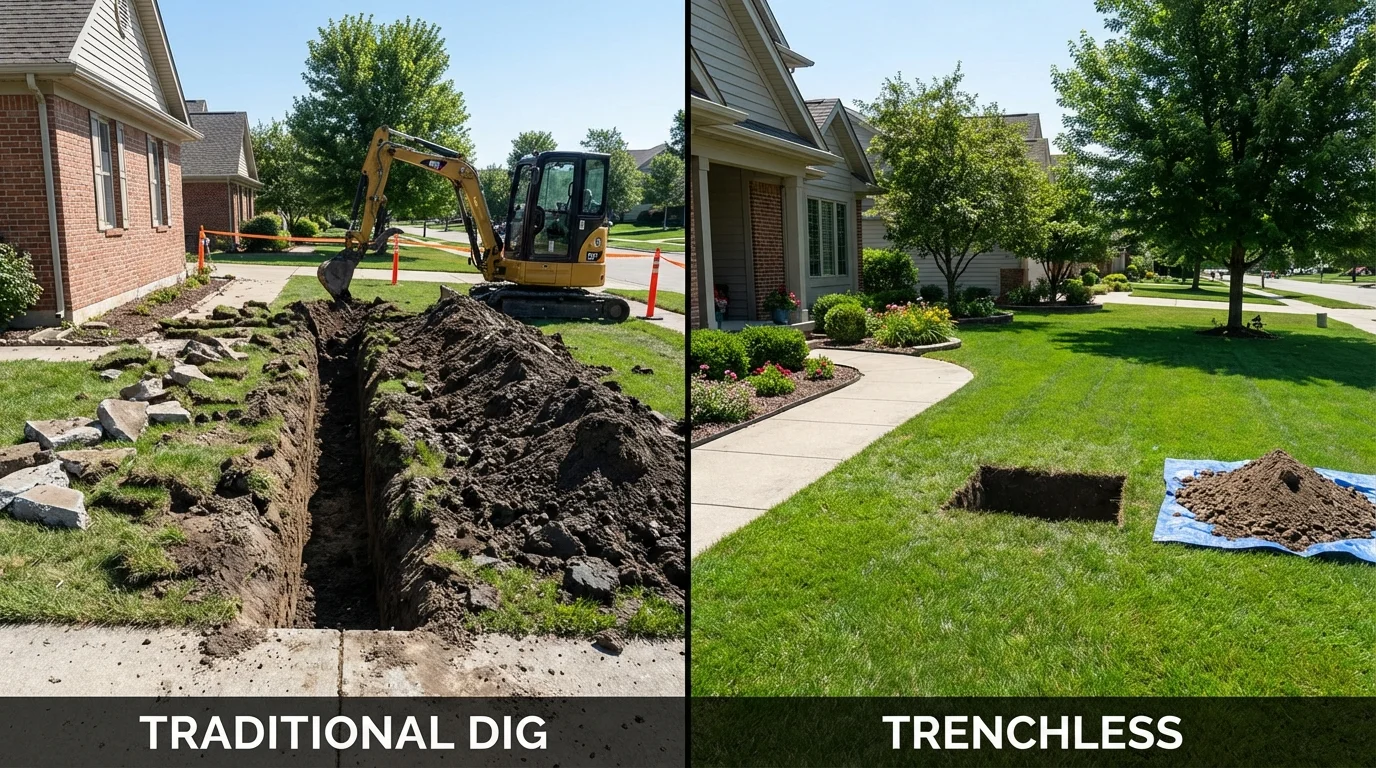 Trenchless sewer repair with minimal yard damage versus traditional excavation in Saint Paul Park, MN